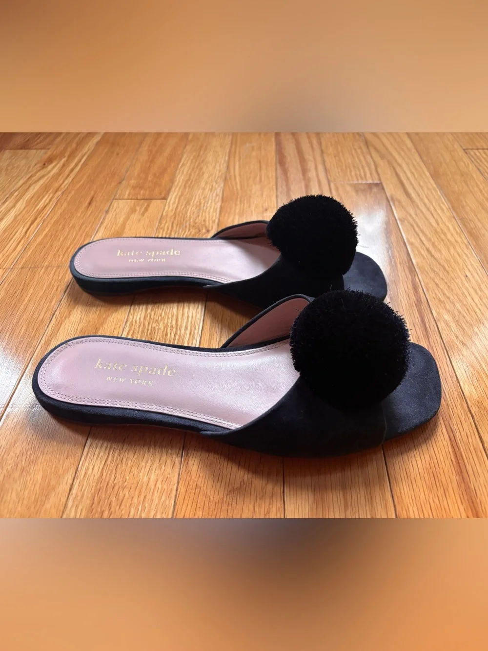 [SOLD] Kate Spade Navy Pom Slide Sandals - Women's Slip-On Mules